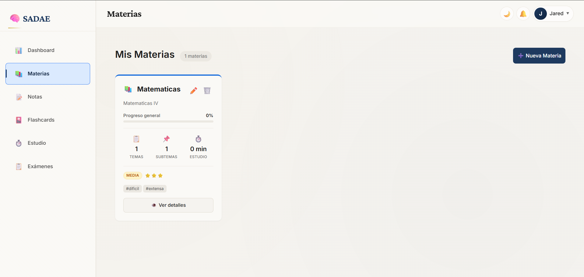 Módulo de materias SADAE